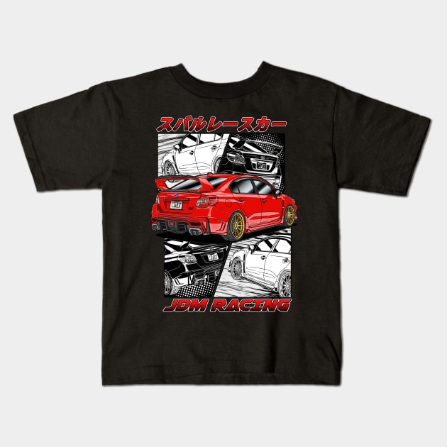 JDM Red Subie Impreza  WRX STi 2015 Kids T-Shirt by Guyvit